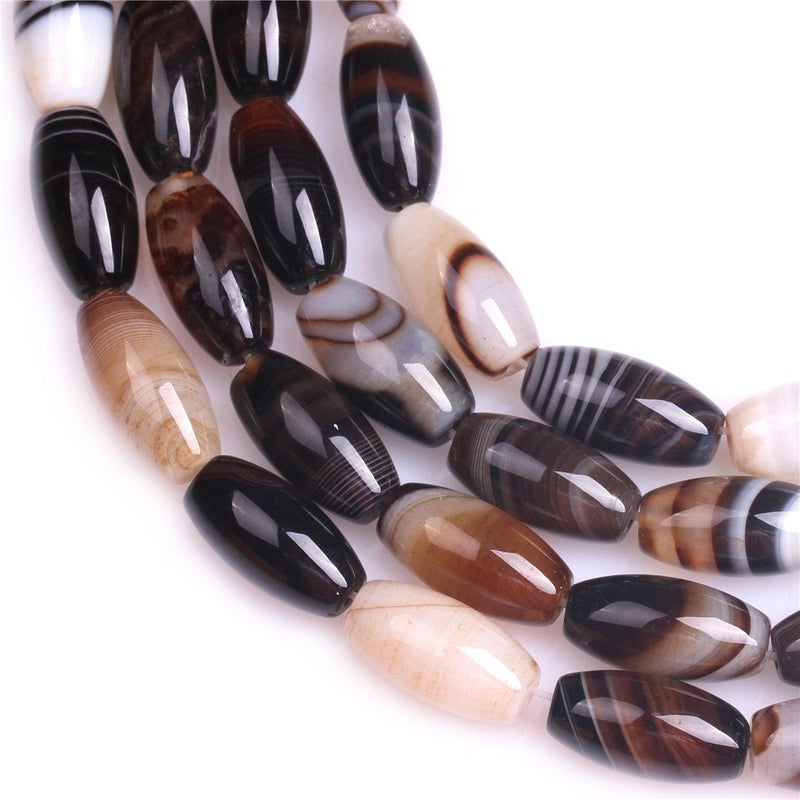 JOE FOREMAN Botswana Agate Beads for Jewelry Making Natural Gemstone Semi Precious 8x16mm Oval Rice 15" JOE FOREMAN - Image 2